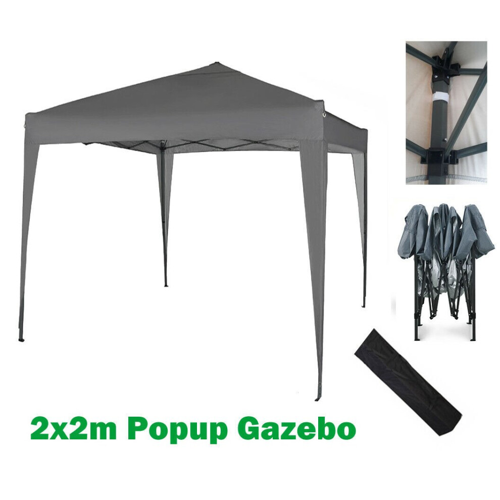 (Grey) Mcc@home GAZEBO 2x2m Pop-up Gazebo Waterproof Outdoor Garden Marquee Canopy