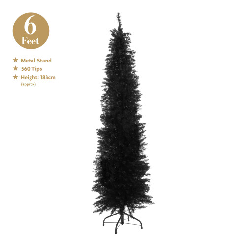 The Christmas Workshop 70630 6ft Slimline Black Artificial Christmas Tree