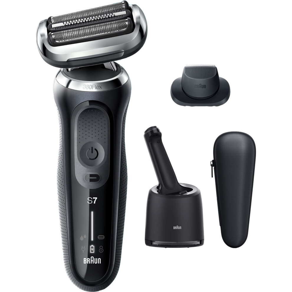 Braun Black Series 7 Electric Shaver For Men With, Precision Beard Trimmer, Wet And Dry, Smartcare Center, Rechargeable, Cordless Foil Razor, 70-N72