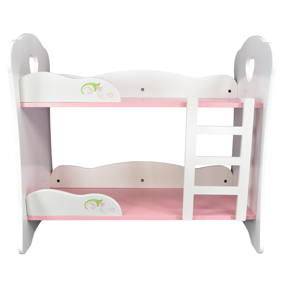 The Magic Toy Shop Dolls White Wooden Bunk Bed Cot Beds Doll Furniture Pretend Play