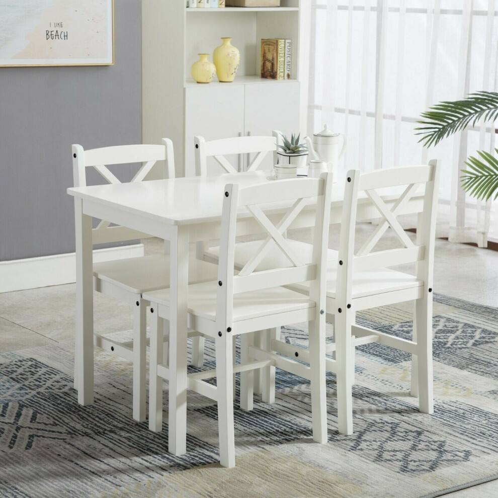 (White) 5pc MCC Classic Wooden Dining Table Set
