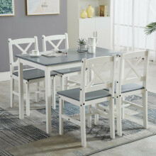 (Grey) 5pc MCC Classic Wooden Dining Table Set