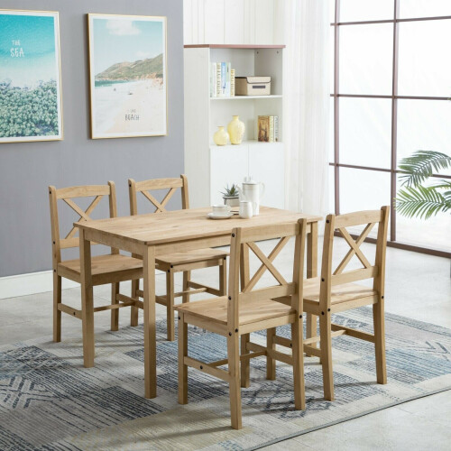 MCC (Natural) 5pc MCC Classic Wooden Dining Table Set 1