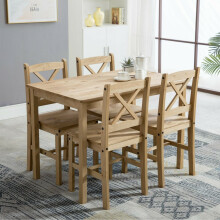 (Natural) 5pc MCC Classic Wooden Dining Table Set