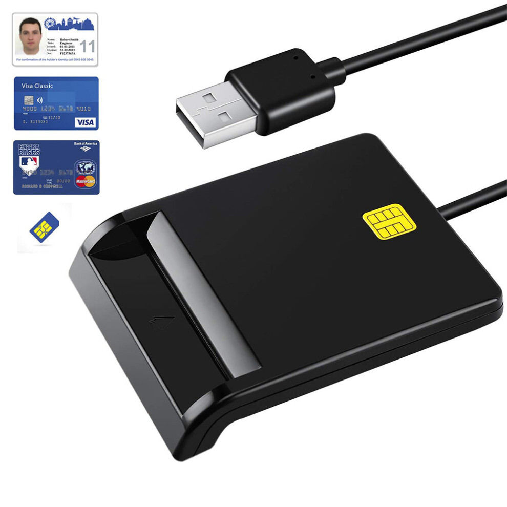Usb Smart Card Reader Atm Cac Ic Id Sim Card Reader Black 7381457014202