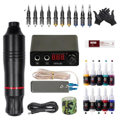 (Black Tattoo Kit, China) Complete Tattoo Machine Kit 1