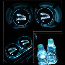 2PCS LED Car Cup Holder Pad Mat for Jaguar Auto Atmosphere Lights Xmas Gift