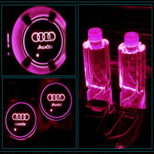 2PCS for Audi LED Car Cup Bottle Holder Pad Mat Auto Interior Atmosphere Lights