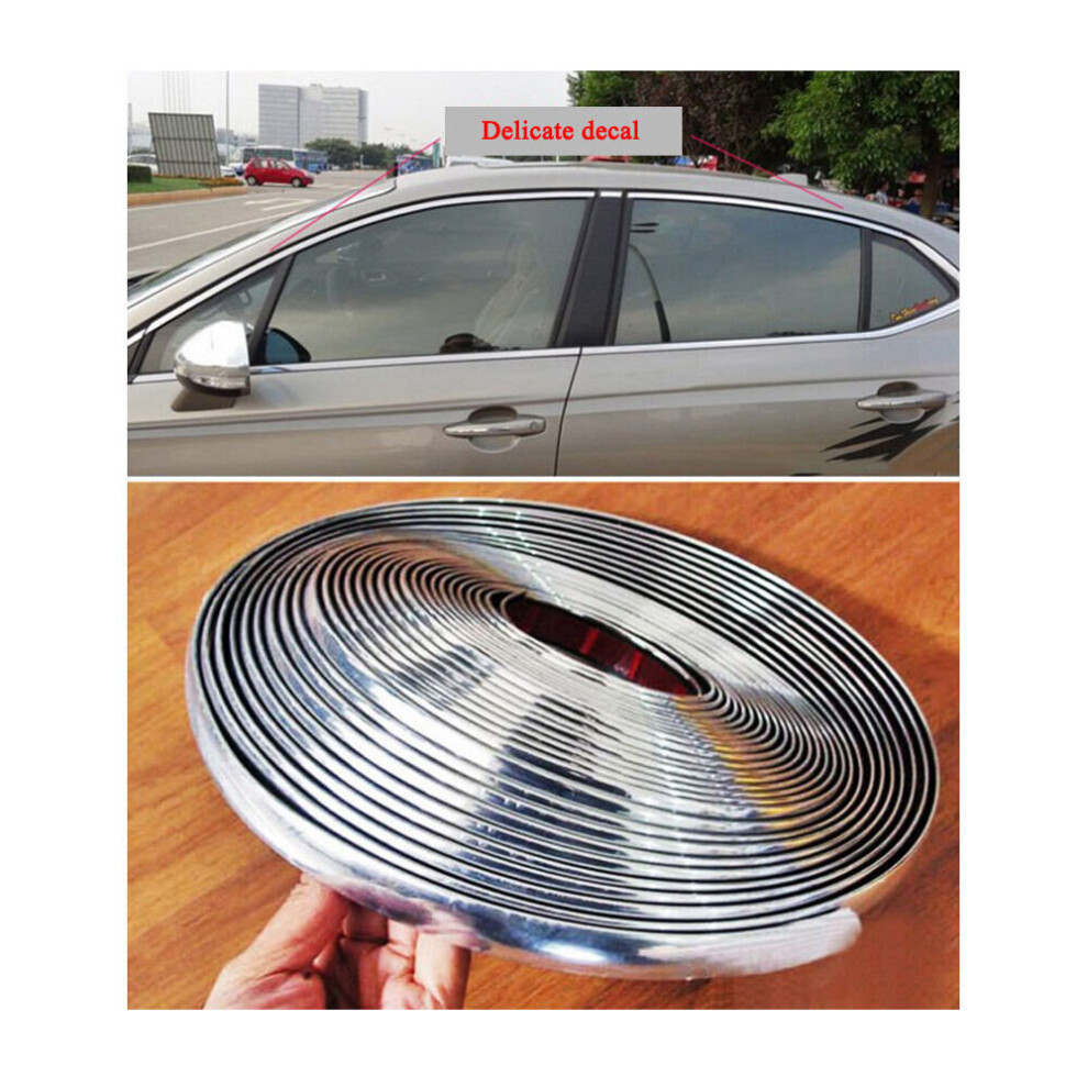 12Mm Chrome Abs Car Moulding Trim Bumper Strip With 3M Adhesive, 39Ft, Motor67 Silver 659566982512