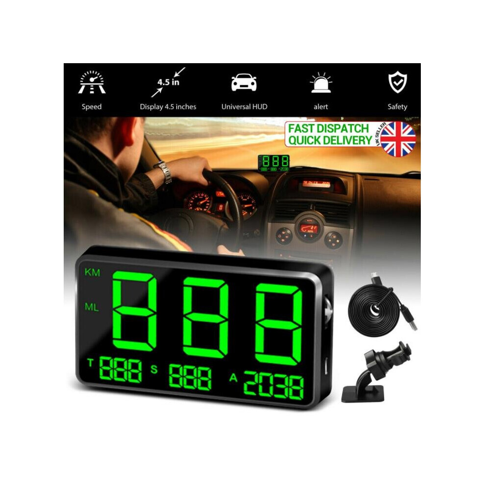 4.5" Car Digital Gps Speedometer Display Overspeed Mph/Km/H Alarm 749102371013