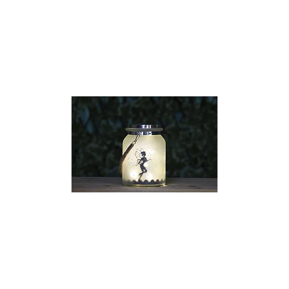 Solar Powered Hanging Fairy Lantern Frosted Glass Fairy Light Lamp