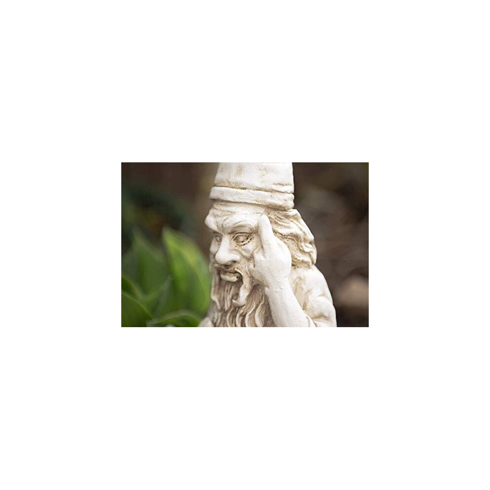 White Stone Effect Reading Wizard Garden Gnome Sculpture Ornament Statue