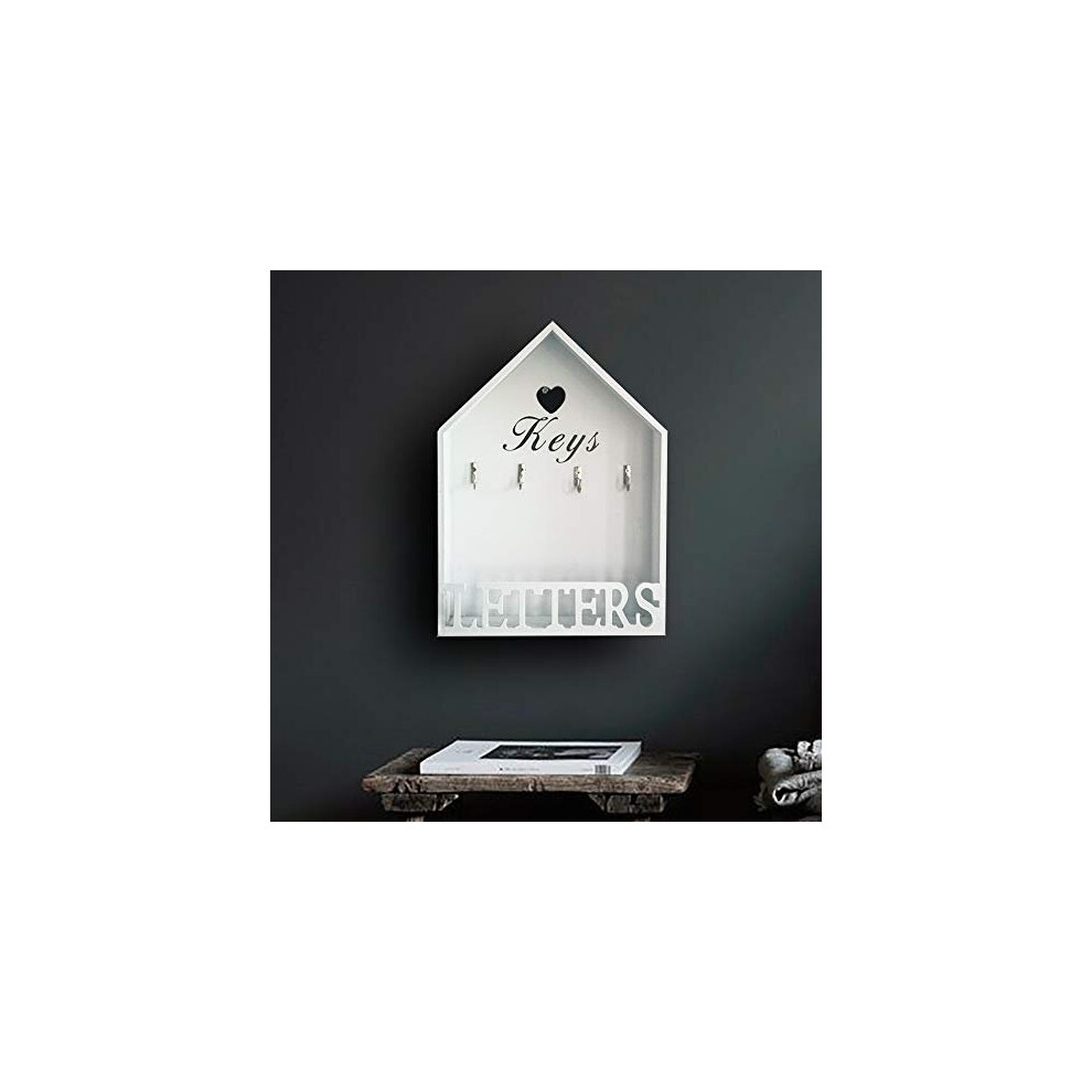 White Shabby Wall Mounted Or Free Standing Letter Rack & Key Holder