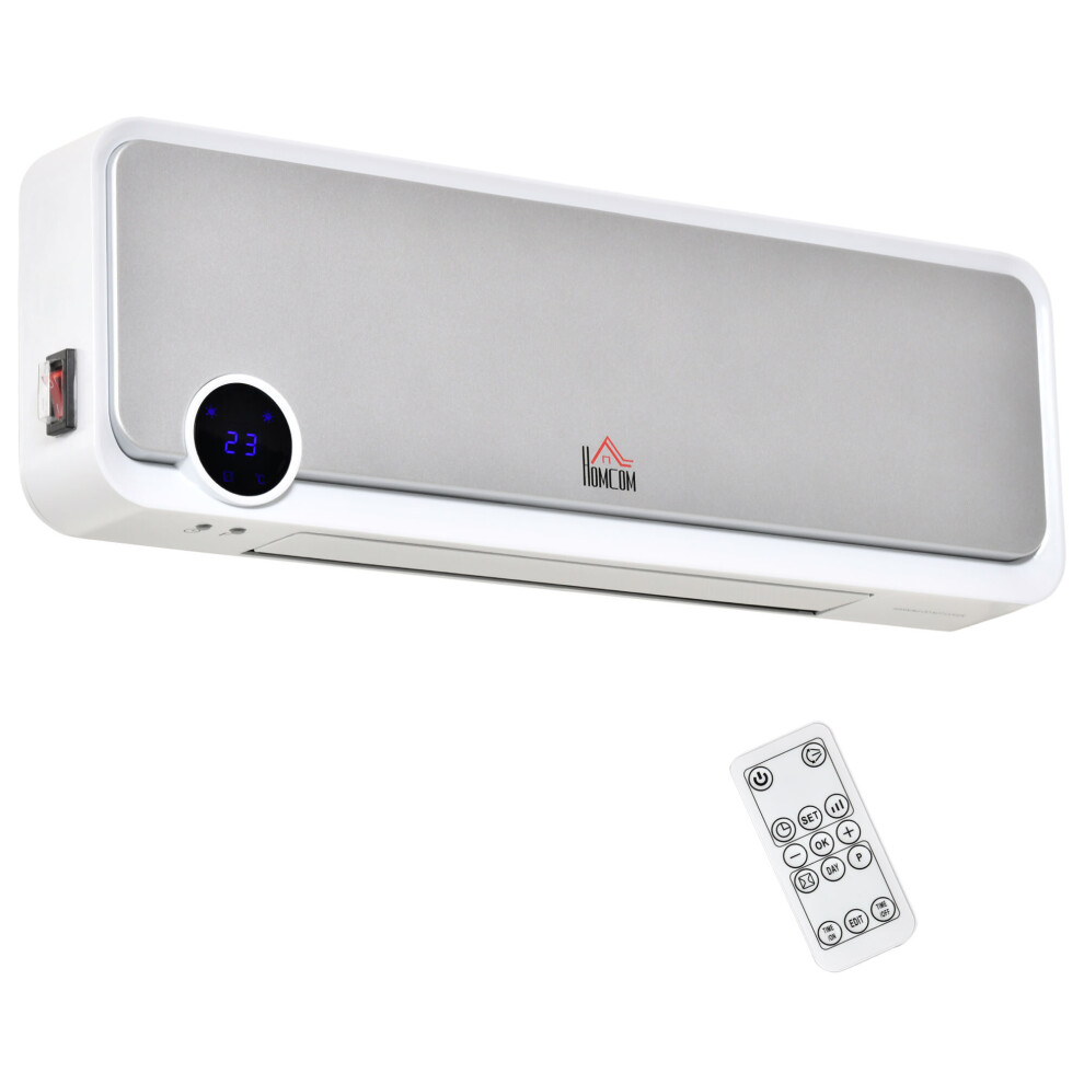 Homcom 1000W/2000W Wall Downflow Heater 10-49C Temperature W/ Timer Remote