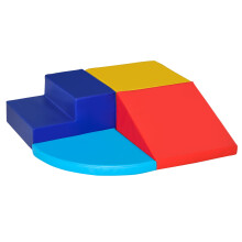 HOMCOM 4-Piece Soft Play Set 3D0-011: Climb, Crawl & Slide Foam Toddler Toys, Reconfigurable, Safe PU Leather & EPE Padding
