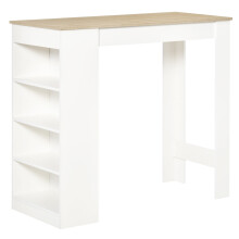 HOMCOM Bar Table Coffee Table Kitchen Dining Table with 4-Tier Shelf Natural