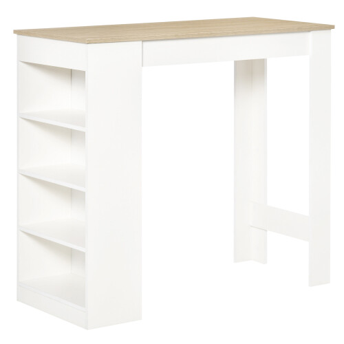 Homcom HOMCOM Bar Table Coffee Table Kitchen Dining Table with 4-Tier Shelf Natural