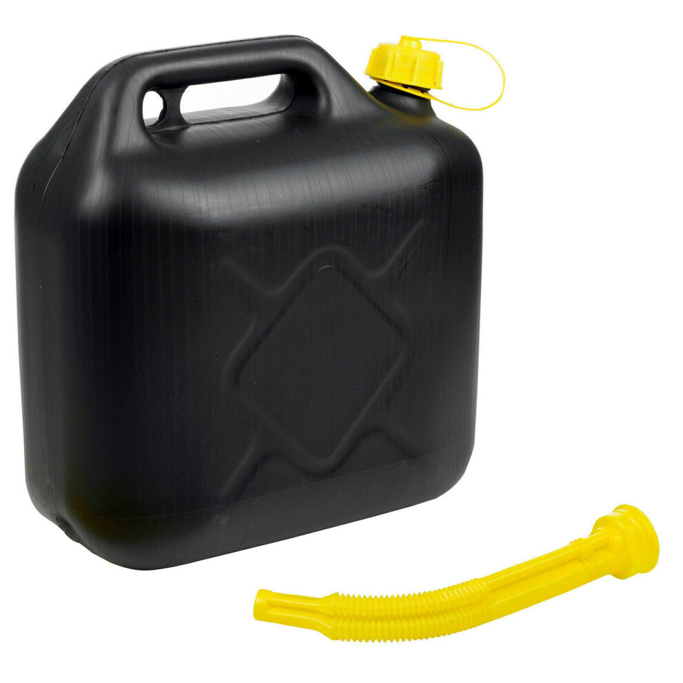 10LITRE BLACK PLASTIC JERRY CAN DIESEL PETROL FUEL OIL WATER CANISTER