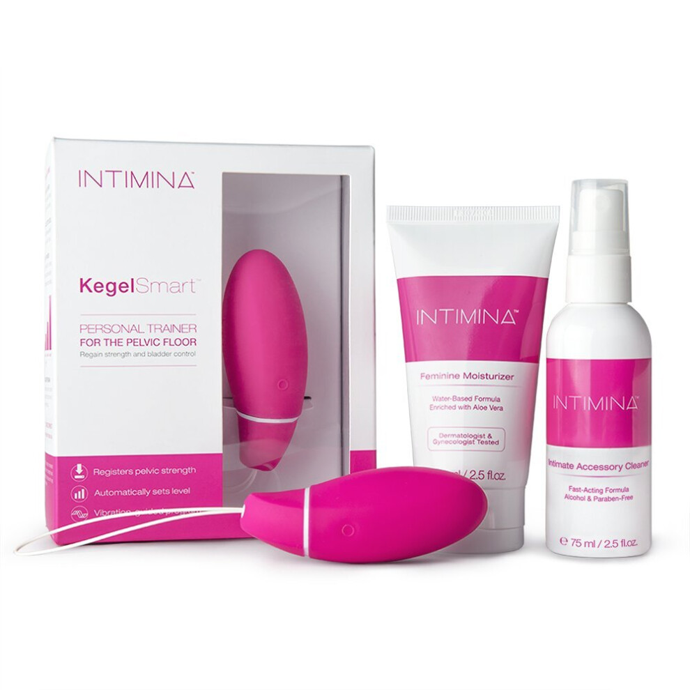 Intimina KegelSmart Essentials Kit - Biofeedback Kegel Device + Intimate Moisturizer + Accessory Cleaner