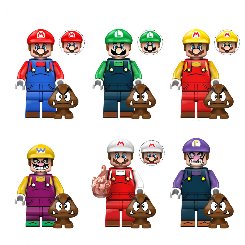 Super Mario 6 pcs/set Puzzle Assembling Building Block Toys