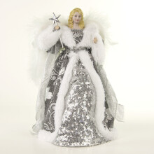 The Christmas Workshop 71089 Angel Tree Topper / Silver & White Dress