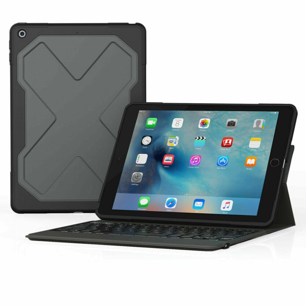 ZAGG Rugged Messenger Keyboard Filo Case for 9.7-inch iPad 2017 and 2018 QWERTZ