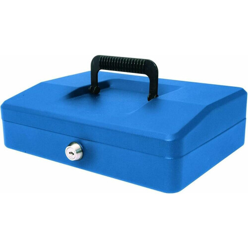 Helix Cash Box Lockable with Removable Coin Tray x2 Keys 10 inch Blue Steel on OnBuy