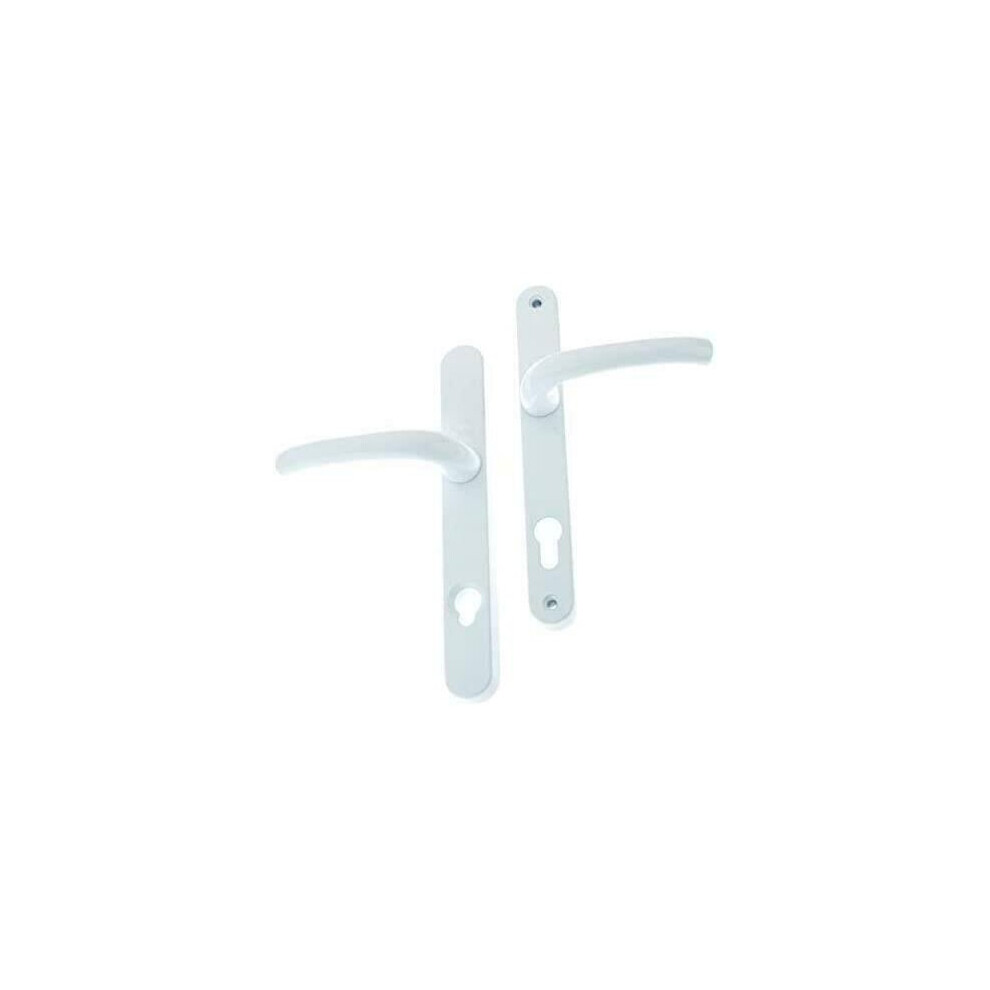 Yale Security Door Handle White 92mm Centre 215mm Holes Cylinder Guard