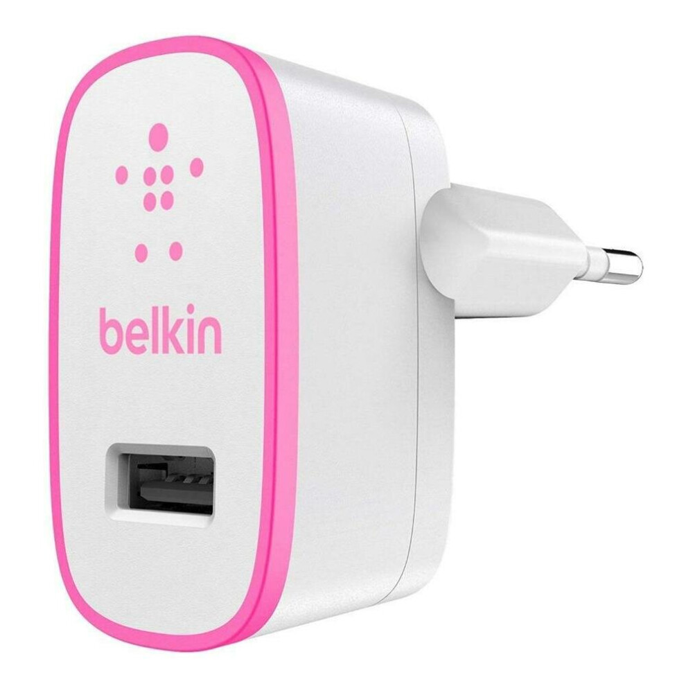 Belkin 2.1 Amp 10 Watt USB Mains EU 2 Pin Charger Android iPhone Tablets pink