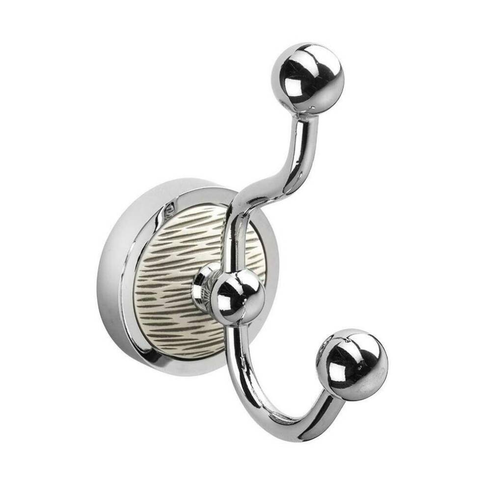 Croydex Stripes Wall Mounted Robe Hook - Chrome Finnish