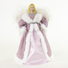 71109 Angel Tree Topper - The Christmas Workshop, Pink & White Dress, Feathered Wings, 12in Height
