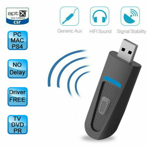 Bluetooth 5.0 Audio USB Transmitter Apt-X LL Stereo Dongle Adapter TV PC Switch