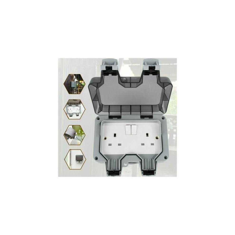 Outside Weatherproof Outdoor 13A 2 Gang Twin Switched Double Socket Ip66 7381457014424