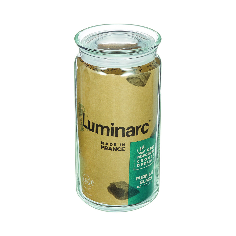 (3x 1.5L) Luminarc PURE Clear Glass Storage Jar Airtight 3 Sizes Food Liquid Container