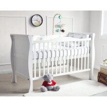 MCC BABY BED Solid Wooden Baby Cot Bed Savannah City Sleigh Cot Bed Toddler Bed & Premier Water Repellent Mattress - Made in England