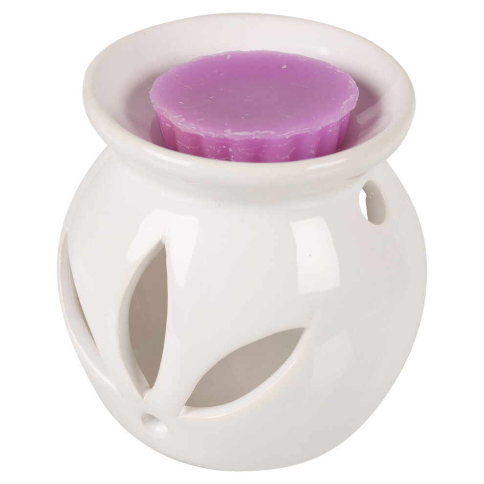 (Lilac Lavender) White Ceramic Scented Candle Burner Wax Fragrance