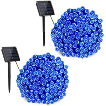 (144ft, Blue) Solar String Lights Outdoor, 72ft 200 LED 8 Modes Solar Christmas Lights, Waterproof Outdoor Solar Fairy Lights