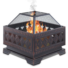 Bronze Effect Square Design Fire Pit Barbecue Grill, Best