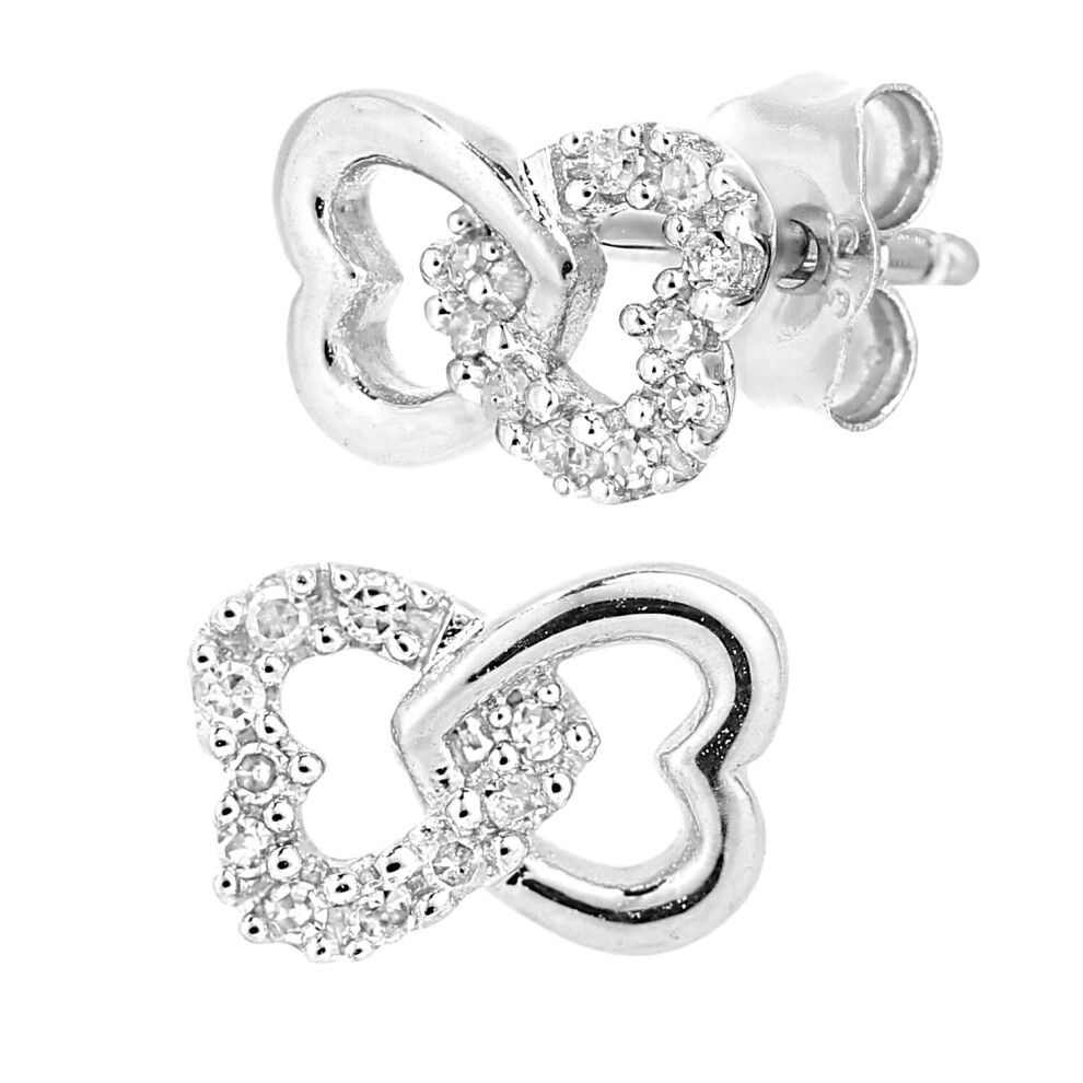 Jewelco London 9ct White Gold Round 6pts Diamond Heart Stud Earrings - PE0AXL5599W