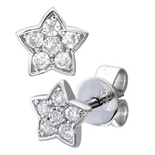 Jewelco London 9ct White Gold Round 10pts Diamond Star Stud Earrings - DE1AXL127W