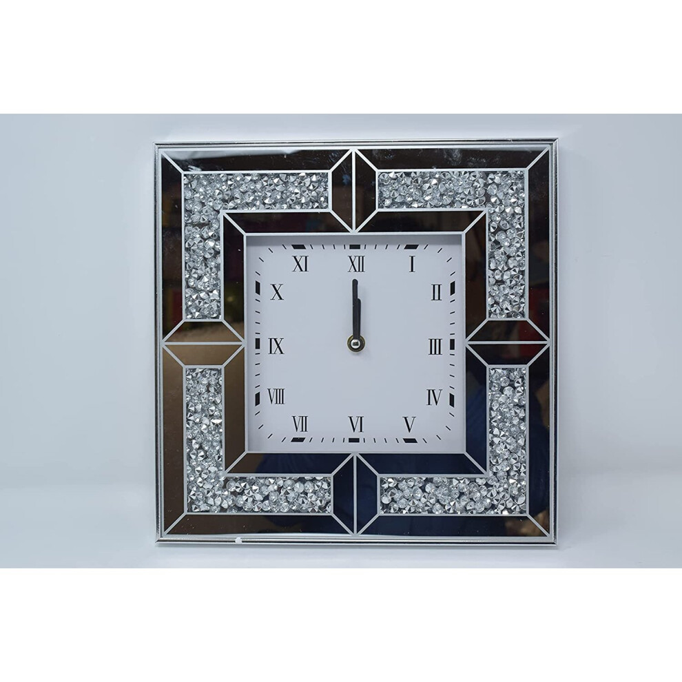 New Amg Crystallized Crushed Diamond Wall Clock Crystal Jewel Silver 742511835