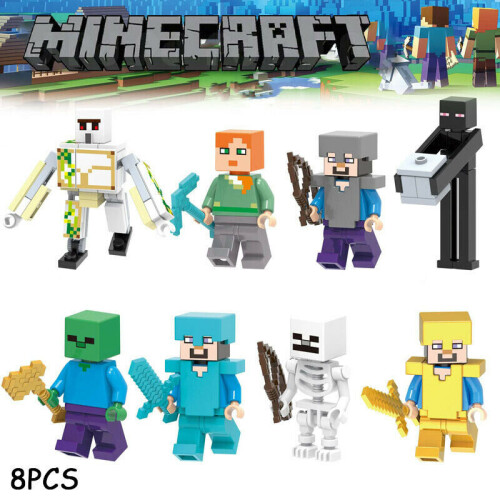 8 ks Minecraft figurky a zbraně – postavičky, stavebnice a hračky 1
