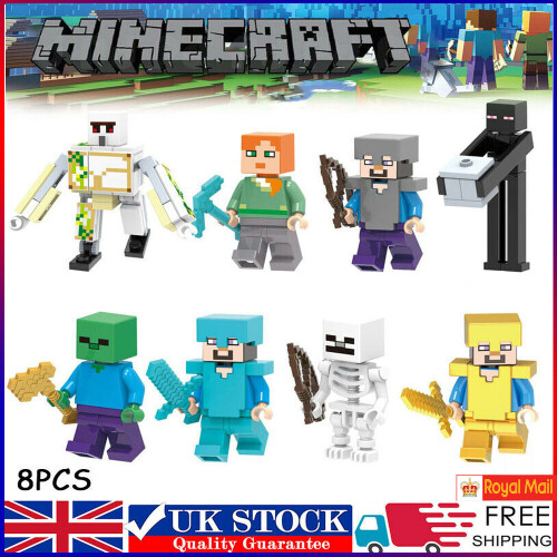 8 ks Minecraft figurky a zbraně – postavičky, stavebnice a hračky