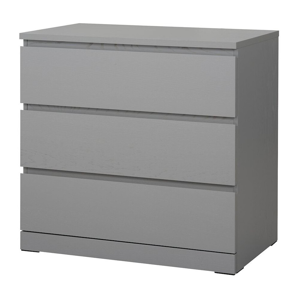 Ikea MALM Chest of 3 drawers, grey stained 80x78 cm