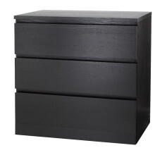 Ikea MALM Chest of 3 drawers, black-brown 80x78 cm