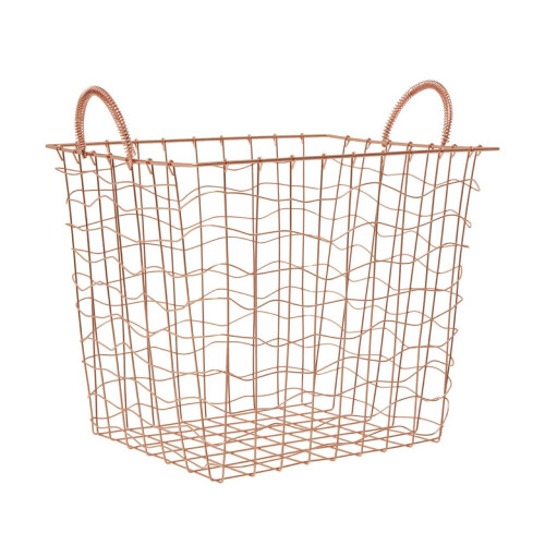 Premier Housewares Stylish Copper Plated Basket, Functional Wireframe Basket For Kitchen, High Quality Contemporary Basket
