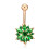 gold-plated pink zircon, gold-plated white zircon, gold-plated green zirconPiercing jewelry chrysanthemum zircon belly button buckle 1
