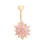 gold-plated pink zircon, gold-plated white zircon, gold-plated green zirconPiercing jewelry chrysanthemum zircon belly button buckle 2