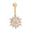 gold-plated pink zircon, gold-plated white zircon, gold-plated green zirconPiercing jewelry chrysanthemum zircon belly button buckle 3