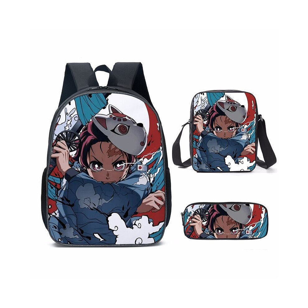 (7, 3pcs Set) New Cartoon Demon Slayer Blade Backpack For Primary And Middle School Students